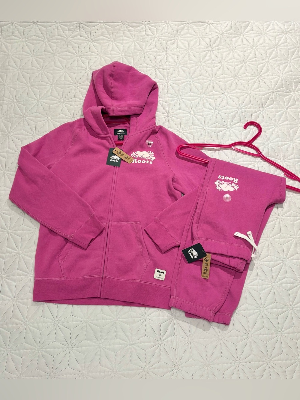 New! Roots Kids Pink Hoodie and Jogger Set